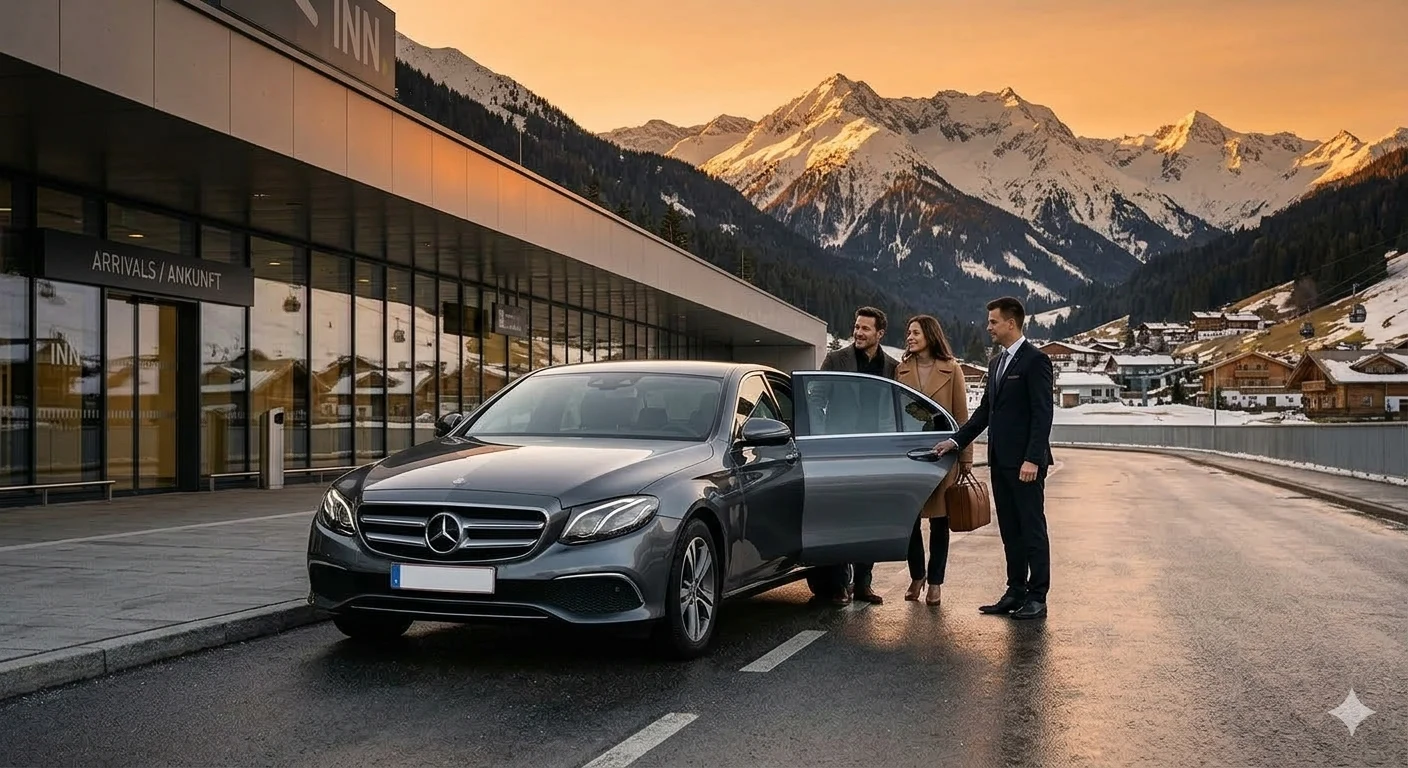 Luxury Airport Transfer Innsbruck private chauffeur vehicle in the Austrian Alps