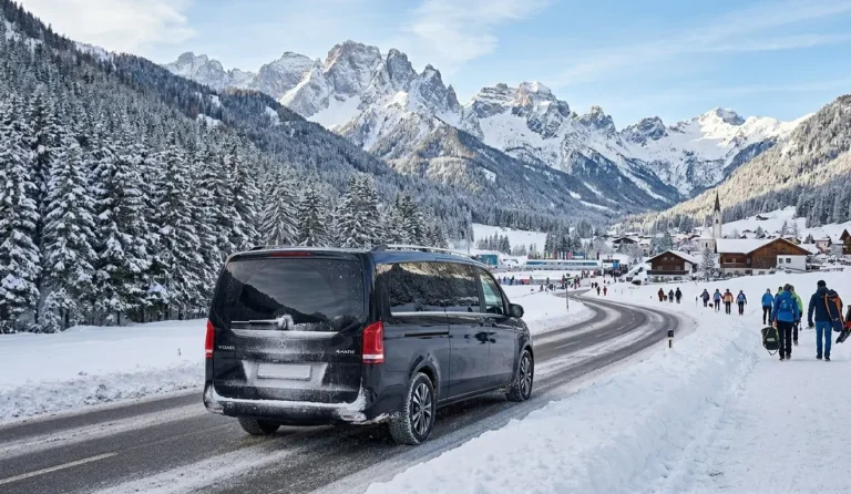 Innsbruck Airport to Antholz Luxury Transfer Mercedes V-Class in Snow